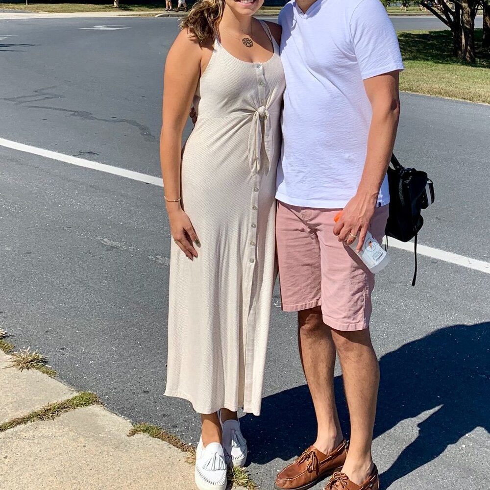 Cream/White Midi Button-down Dress, M